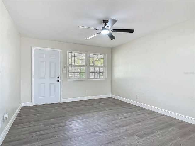 1298 Scottsdale Dr, Ormond Beach, FL 32174 - empty room featuring baseboards, a ceiling fan, and wood finished floors