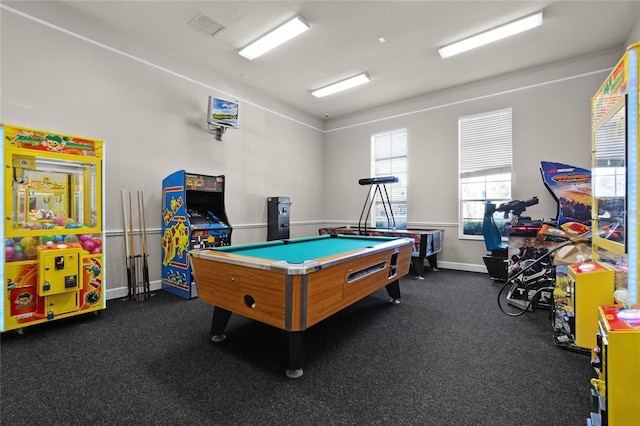 recreation room with baseboards and billiards