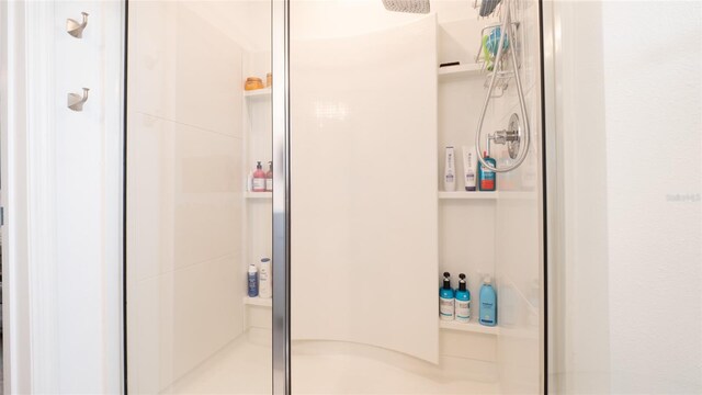 bathroom with a stall shower