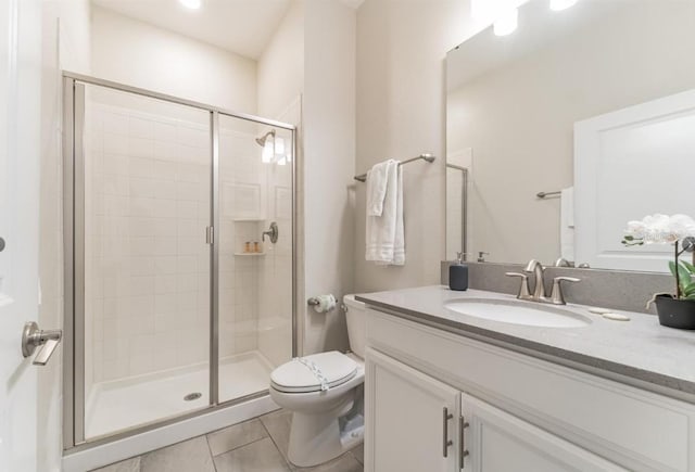4983 Windermere Ave, Kissimmee, FL 34746 - full bathroom with vanity, tile patterned flooring, toilet, and a shower stall
