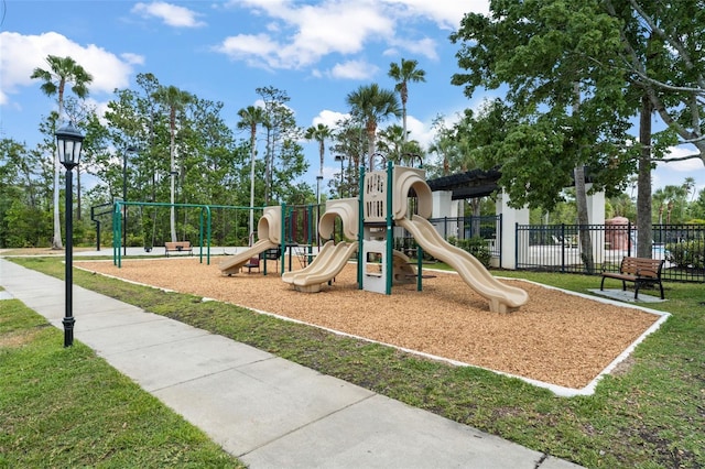 communal playground with fence