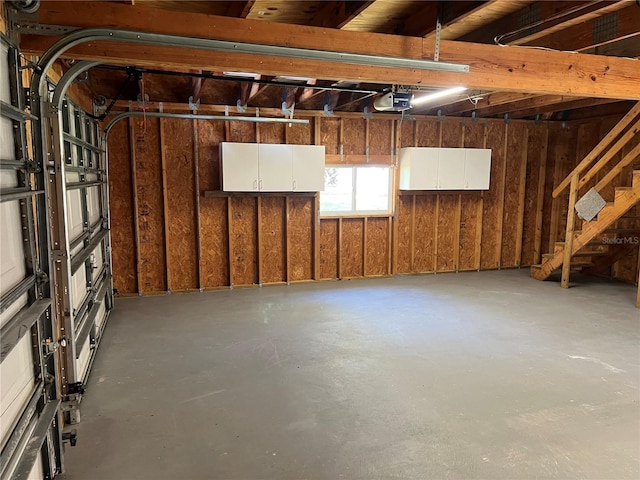 garage with a garage door opener