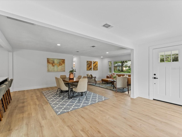 2205 Pine Island Dr, New Smyrna Beach, FL 32168 - dining space with light wood-style flooring, plenty of natural light, recessed lighting, and baseboards