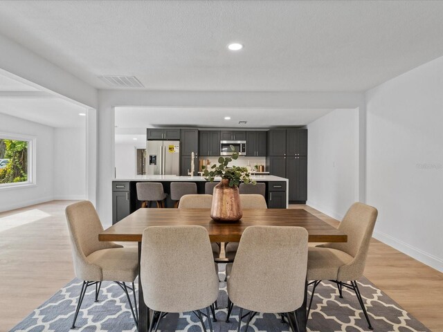 2205 Pine Island Dr, New Smyrna Beach, FL 32168 - dining room with light wood-style floors, baseboards, and recessed lighting