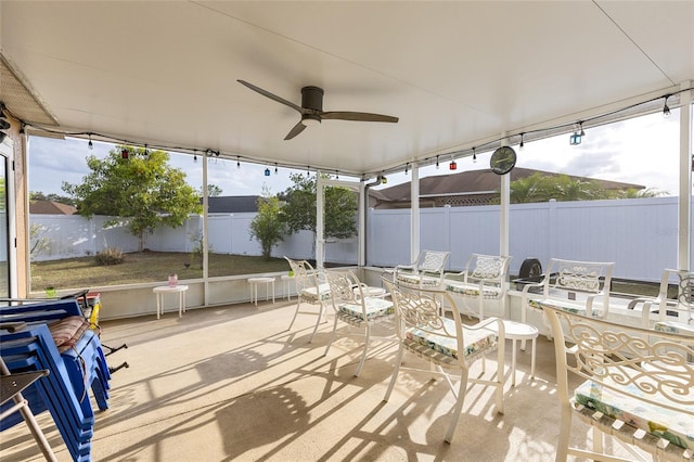 5113 Sage Way, Kissimmee, FL 34758 - view of patio with outdoor dining area, a fenced backyard, and ceiling fan