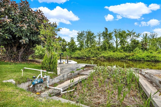 surrounding community with a water view