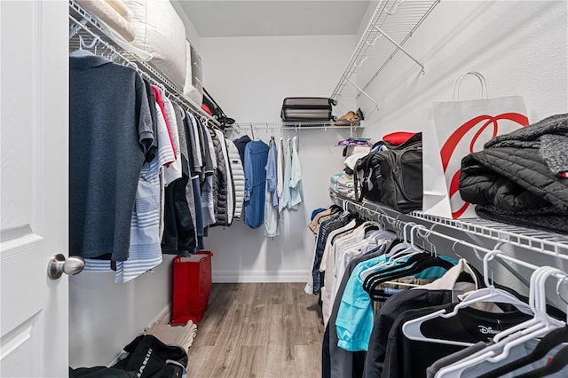 walk in closet featuring wood finished floors