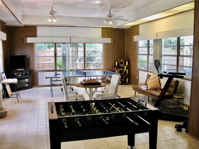 7026 Lenape Cir, New Port Richey, FL 34653 - game room with a ceiling fan and healthy amount of natural light