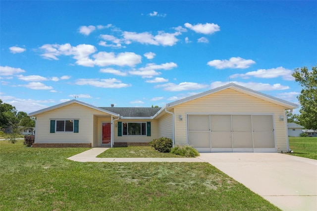 10980 SW 62nd Ave, Ocala, FL 34476 - ranch-style house with an attached garage, a front lawn, and driveway