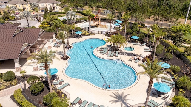 pool featuring a patio area