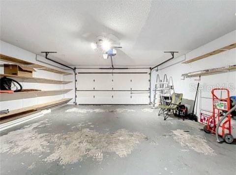 garage with a garage door opener