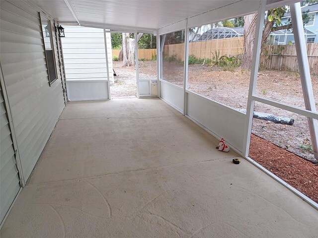 view of unfurnished sunroom