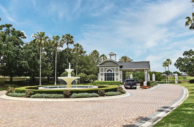 view of community featuring curved driveway