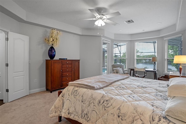 5108 Sailwind Cir, Orlando, FL 32810 - bedroom with light colored carpet, access to outside, a ceiling fan, and baseboards