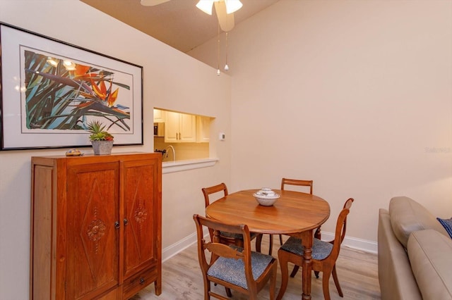 617 Red Oak Cir Unit 121, Altamonte Springs, FL 32701 - dining space featuring light wood-style floors, baseboards, and ceiling fan