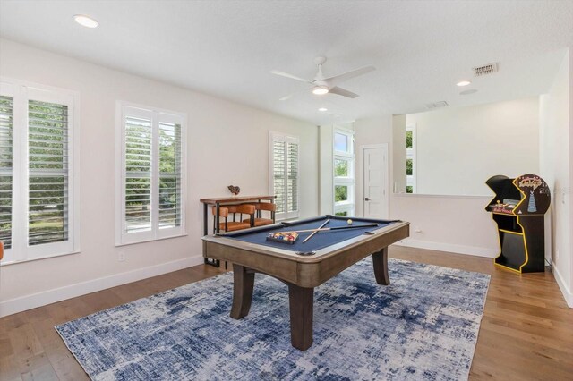 1831 Mizell Ave, Winter Park, FL 32789 - rec room featuring plenty of natural light, wood finished floors, ceiling fan, billiards table, and recessed lighting