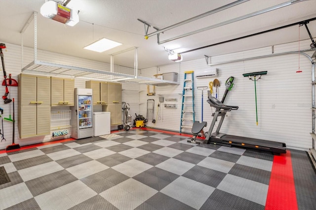 1831 Mizell Ave, Winter Park, FL 32789 - garage featuring a garage door opener, fridge, built in fridge, and an AC wall unit