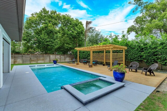 1831 Mizell Ave, Winter Park, FL 32789 - view of pool with a deck, a pergola, a fenced backyard, and a pool with connected hot tub