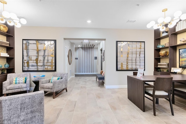 7565 Laureate Blvd Unit 3408, Orlando, FL 32827 - dining space featuring a chandelier, baseboards, and recessed lighting