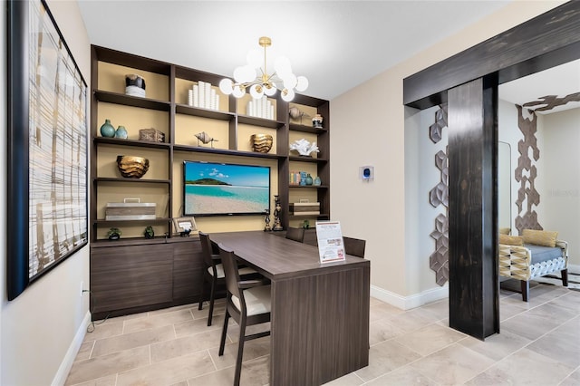 7565 Laureate Blvd Unit 3408, Orlando, FL 32827 - office space with baseboards, a chandelier, light tile patterned floors, and built in features