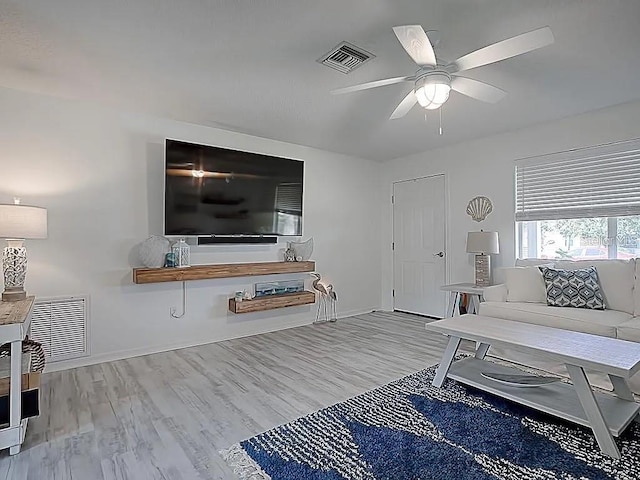 1707 E Schwartz Blvd, Lady Lake, FL 32159 - living room with ceiling fan, wood finished floors, and baseboards