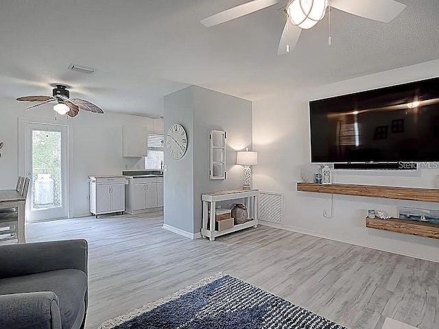 1707 E Schwartz Blvd, Lady Lake, FL 32159 - living room with ceiling fan, light wood-type flooring, and baseboards