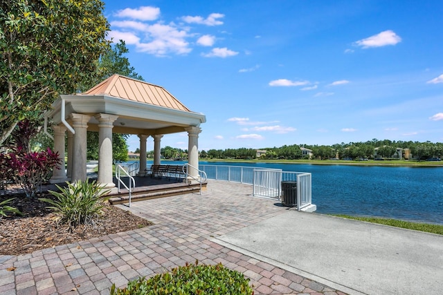 11908 Fiore Dr Unit 1, Orlando, FL 32827 - dock featuring a water view and a gazebo