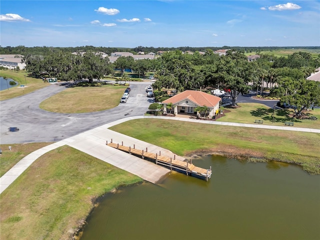 aerial view of a nearby body of water
