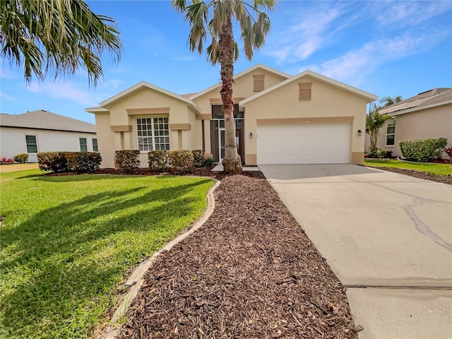 5154 51st Ln W, Bradenton, FL 34210 - ranch-style home featuring concrete driveway, an attached garage, stucco siding, and a front yard