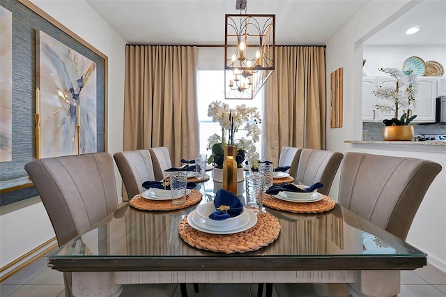 2624 Daulby St, Kissimmee, FL 34747 - dining area with a chandelier, light tile patterned floors, and recessed lighting
