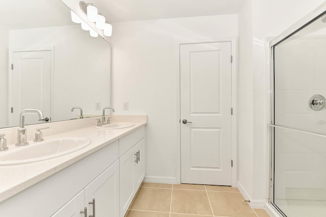 4792 Vellacito Way, Davenport, FL 33897 - full bathroom with a sink, tile patterned flooring, baseboards, and a shower stall