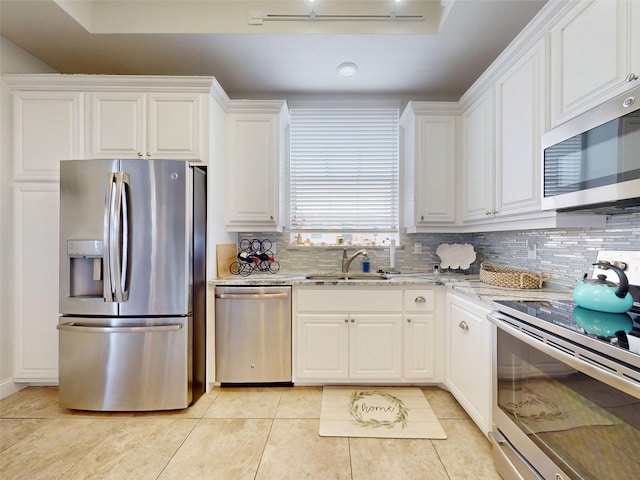 5 Riverwalk Dr Unit 601, New Smyrna Beach, FL 32169 - kitchen with appliances with stainless steel finishes, a sink, backsplash, and white cabinets