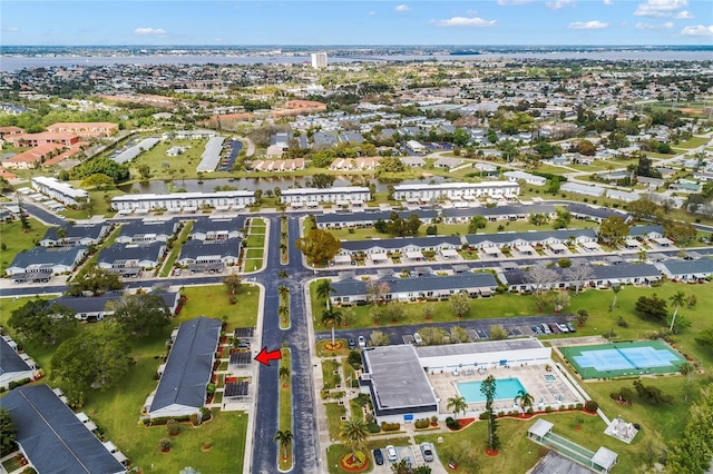 1348 Myerlee Gardens Ave, Fort Myers, FL 33919 - aerial overview of property's location featuring a pool