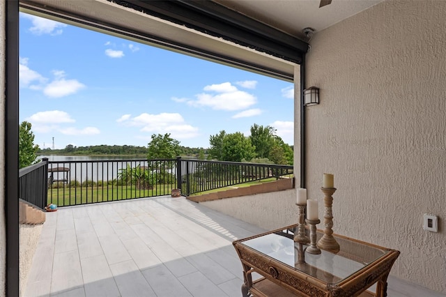 balcony with a water view