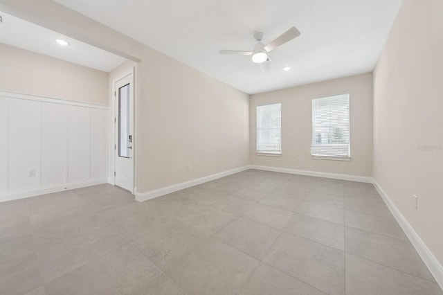 13187 Telsen St Unit 38, Winter Garden, FL 34787 - empty room with a ceiling fan, light tile patterned floors, and recessed lighting