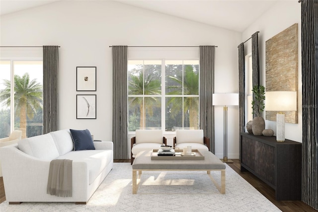 13123 Faro Ct Unit 23, Winter Garden, FL 34787 - living area featuring vaulted ceiling and wood finished floors