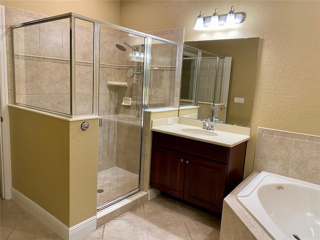 30732 Lipizzan Ter, Mount Dora, FL 32757 - bathroom featuring a stall shower, tile patterned floors, and a textured wall
