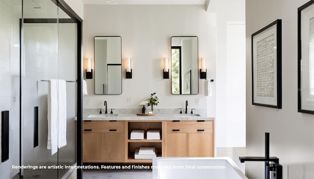 11303 Windermere Rd, Windermere, FL 34786 - bathroom with a shower stall, double vanity, and a freestanding tub