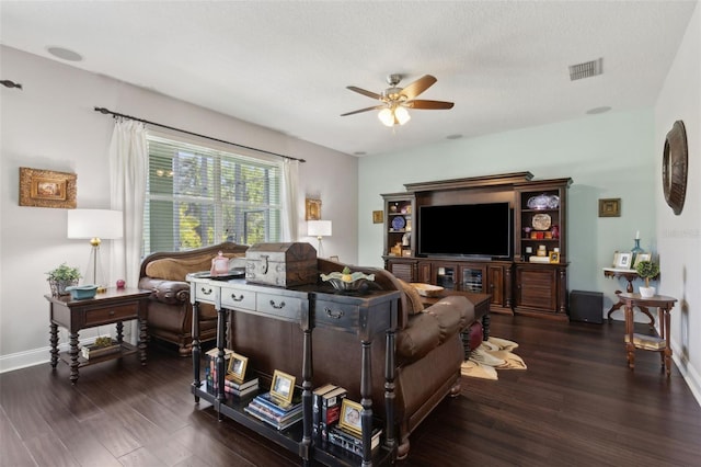 2842 Balforn Tower, Winter Garden, FL 34787 - living area featuring a ceiling fan, baseboards, visible vents, and wood finished floors