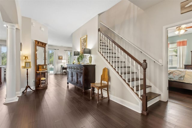 2842 Balforn Tower, Winter Garden, FL 34787 - staircase with wood finished floors, a wealth of natural light, and decorative columns
