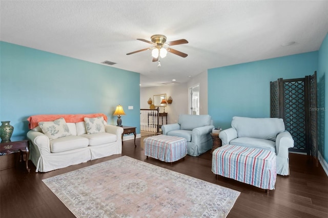 2842 Balforn Tower, Winter Garden, FL 34787 - living area with a ceiling fan, dark wood finished floors, and visible vents