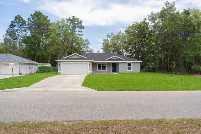 274 W Bolero Pl, Citrus Springs, FL 34434 - single story home with an attached garage, driveway, stucco siding, and roof with shingles