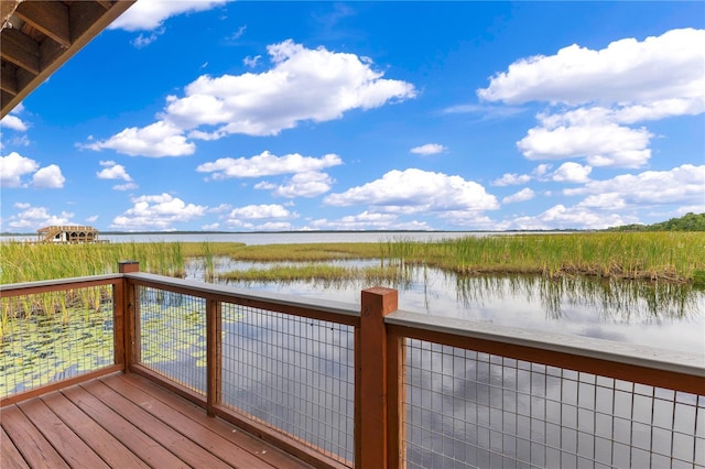 deck with a water view