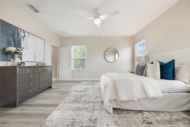 14244 Walcott Ave, Orlando, FL 32827 - bedroom featuring light wood-style flooring, multiple windows, and a ceiling fan
