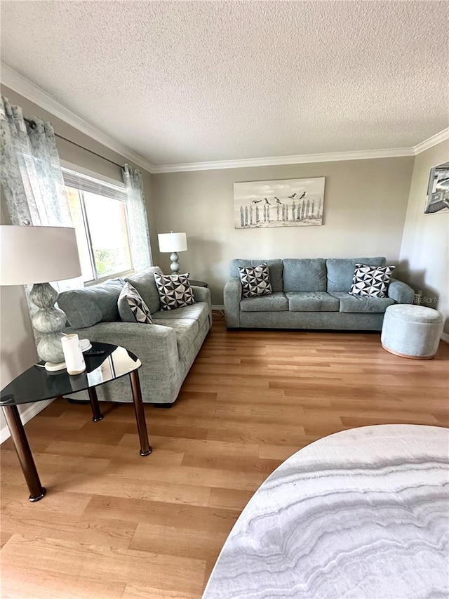 109 Oyster Bay Cir Unit 120, Altamonte Springs, FL 32701 - living room with ornamental molding, a textured ceiling, and light wood finished floors