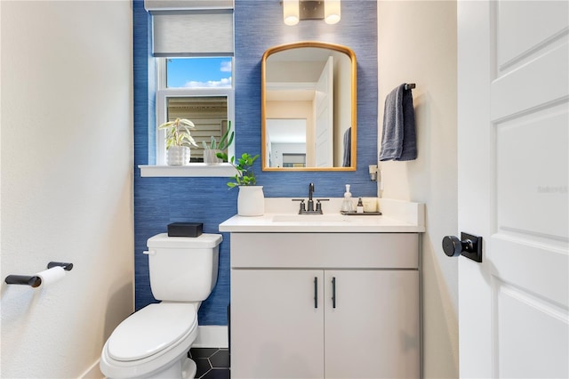 bathroom with toilet and vanity