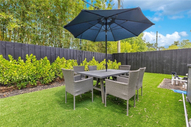 view of patio featuring a fenced backyard