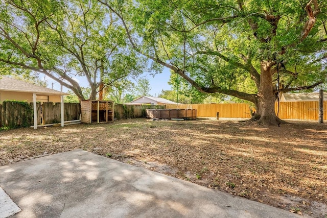 view of yard featuring a patio and a fenced backyard