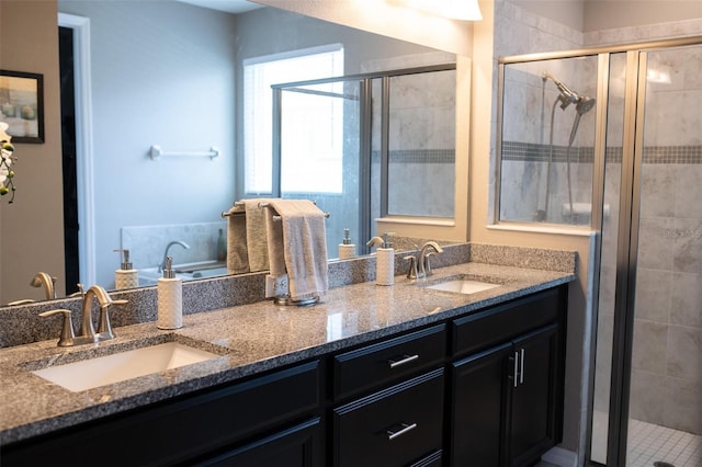 32618 Rapids Loop, Wesley Chapel, FL 33545 - bathroom with a shower stall and double vanity