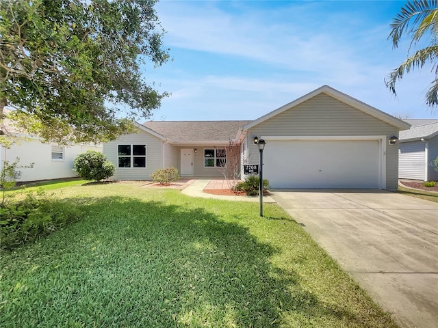 2708 La Posada Dr, The Villages, FL 32162 - ranch-style house featuring driveway, roof with shingles, an attached garage, and a front yard